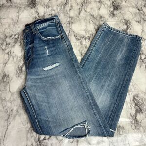 7 for all Mankind Distressed button fly high rise denim jeans straight leg 25